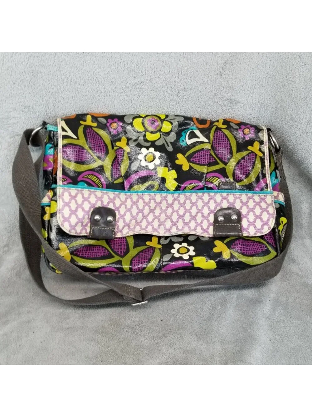 Fossil Bag Womens 16x11 Multicolor Floral Crossbody Messenger *Read*